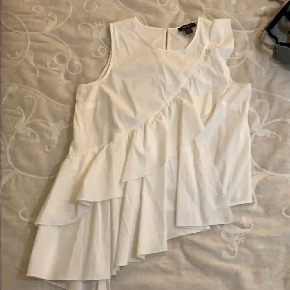 White Tank top with ruffles